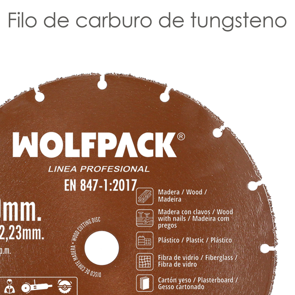 Disco Corte Madera / Plástico Ø 115 mm. Filo De Carburo De Tungsteno