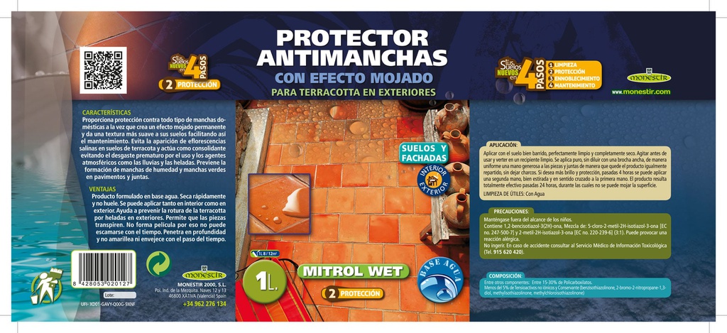 Mitrol wet, protector terracota efecto mojado exteriores