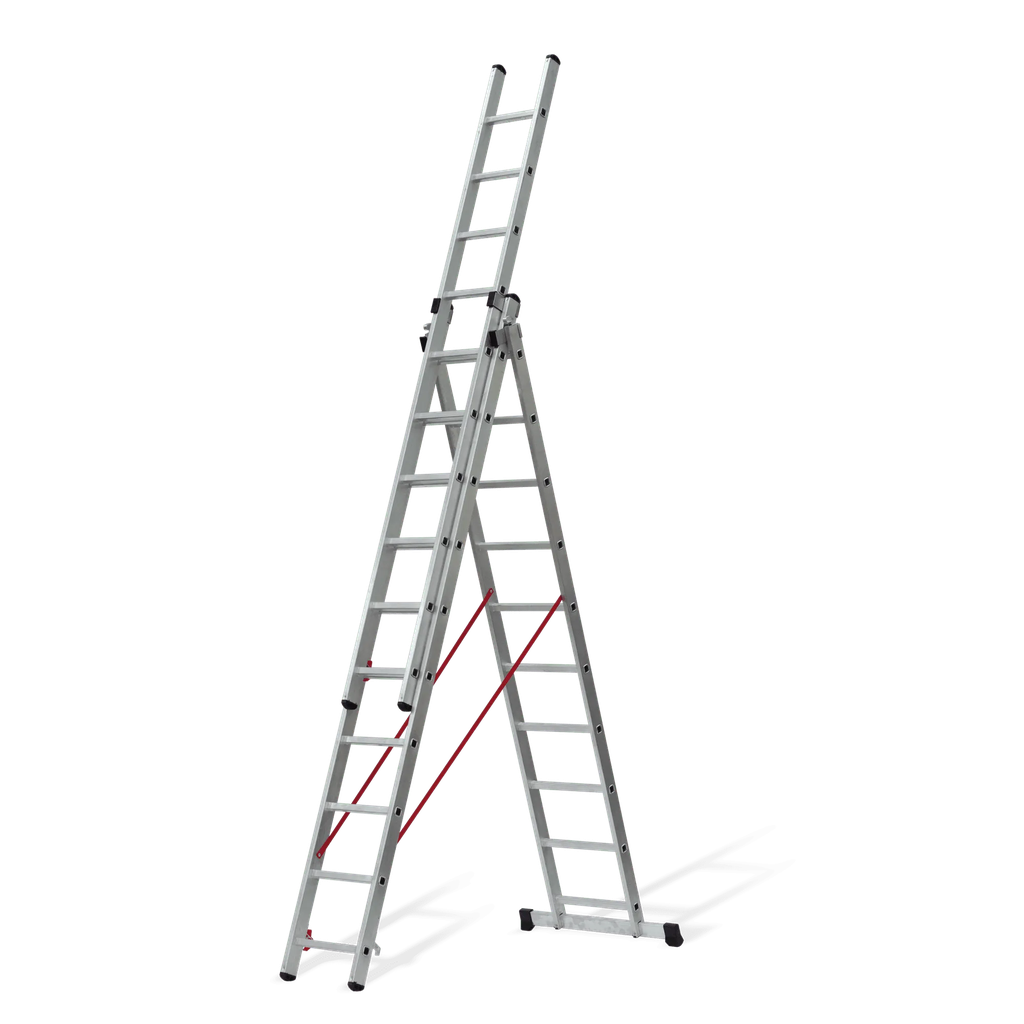 ESCALERA TRIPLE EXTENSIBLE CON PELDAÑOS CUADRADOS 3X3,5 M