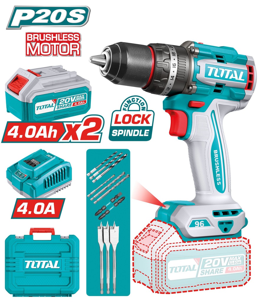 20 V Cordless Hammer Drill. 96Nm