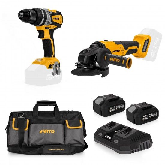 EGOPRO Pack – Drill + Grinder + 2 Batteries + Bag