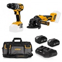TALADRO, AMOLADORA 115MM , CARGARDOR DOBLE, 2 BATÉRIAS 4AH Y BOLSA