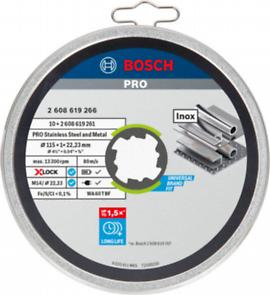 PRO Abrasive Cutting Disc for Stainless Steel and Metal, 115 x 1 x 22.23 mm, X-Lock, Straight, 10 Units