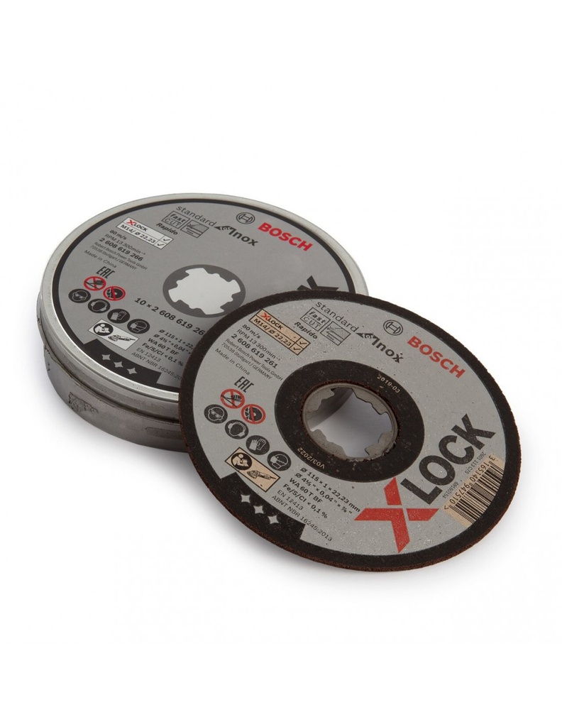 X-LOCK Standard for Inox 10x115x1x22,23 mm, corte recto:lata 10uds