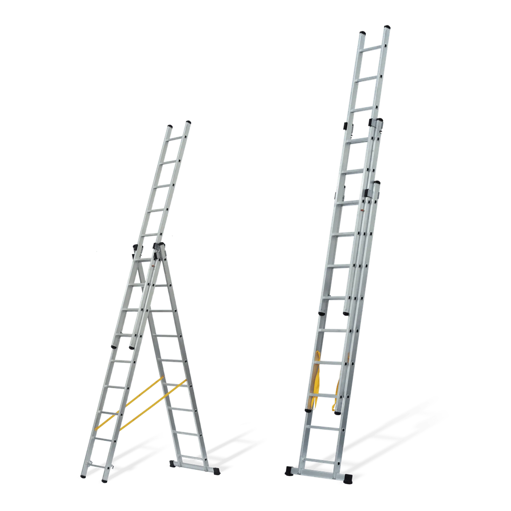 ESCALERA TRIPLE EXTENSIBLE CON PELDAÑOS CUADRADOS 3X2M