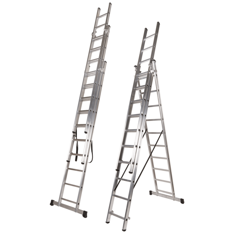 Square-Steps Triple Extension Ladder 3x3.5 M