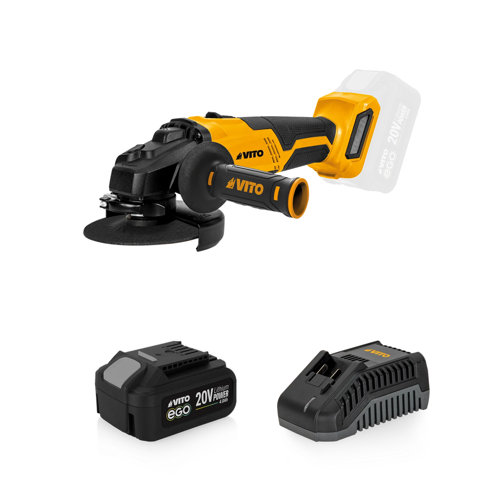 AMOLADORA BRUSHLESS 20V - 115MM  + BATERÍA 4AH  + CARGADOR RÁPIDO 20V  + CAJA BMC