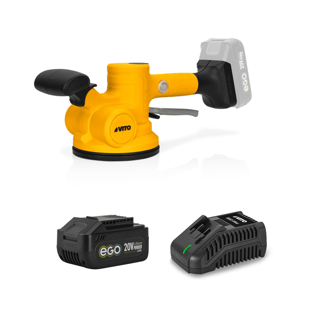 VENTOSA VIBRATORIA PARA CERÁMICA 130MM 20V+BAT. 2AH+CARGADOR