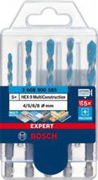 [2608900585] Set of 5 EXPERT HEX-9 MultiConstruction drill bits 4/5/6/6/8 mm