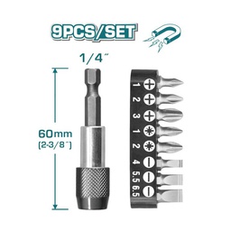 [TACSD3091] Set 9 puntas 1/4&quot; con portapuntas