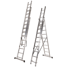 [VIETQ35] Escalera Triple Extensible Con Peldaños Cuadrados 3x3,5 M