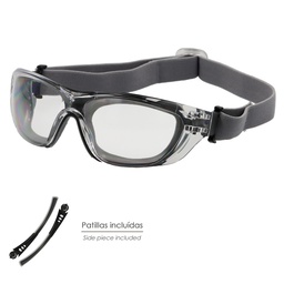 [15040420] Gafas de Seguridad Acolchadas Cristales Transparentes Con Patillas o Goma Elastica. Patillas Engomadas EN/166