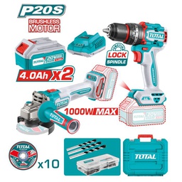 [TCKLI20273E] PACK: Taladro Percutor + Amoladora Brushless a Batería